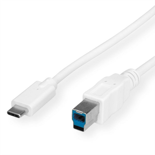 VALUE USB 3.2 Gen 1 Kabel, Typ C-B, weiß, 1,8 m, 11.99.8880