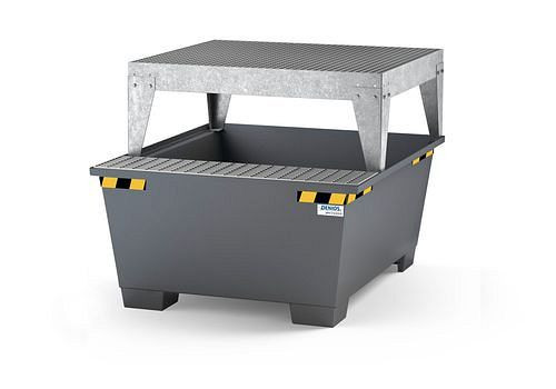 DENIOS Auffangwanne pro-line für 1 IBC, grau lackiert, Abfüllbock, 273883