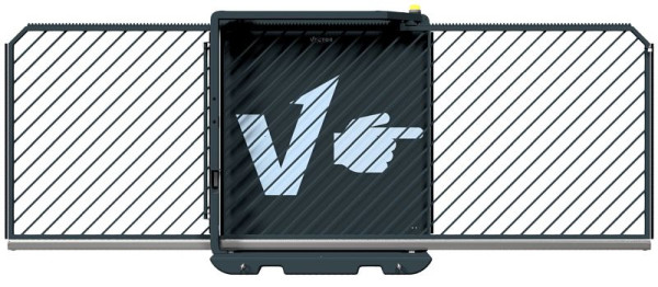 SCHAKE-VECTOR Faltbares Schiebetor V-Gate-Simple, verzinkt + schwarz-matt pulverbeschichtet, ohne Zutrittskontrolle, mit Lichtschranke, VPSE23SOB0316