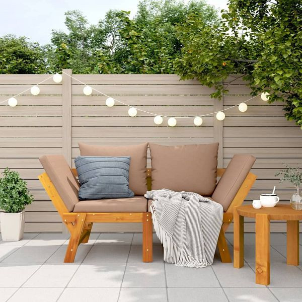 vidaXL Gartenbank mit Kissen 2-in-1 Massivholz Akazie, 367582
