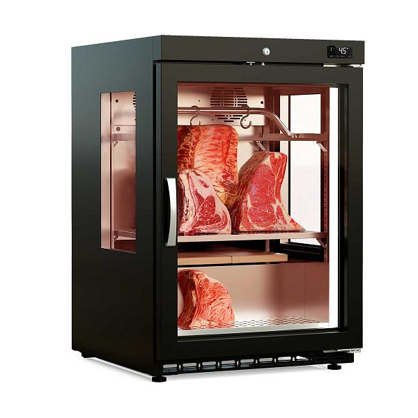 Vaiotec TOPLINE Reifeschrank Dry-Ager Schwarz, 120 Liter, 20 kg Fleisch, Seitenfenster, Breite: 600 mm, 11673