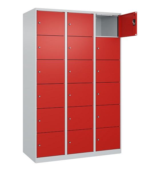 C+P Schließfachschrank Evolo PLUS, 18 Fächer, 1850x1200x500mm, 7035/3020, 049000-326 S10005