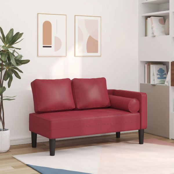 vidaXL Chaiselongue mit Kissen Weinrot Kunstleder, 4007568