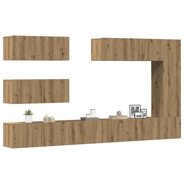 vidaXL 7-tlg. TV-Schrank-Set Wandmontage Artisan-Eiche Holzwerkstoff, 3329140