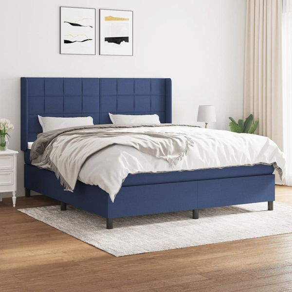 vidaXL Boxspringbett mit Matratze Blau 160x200 cm Stoff, 3131447