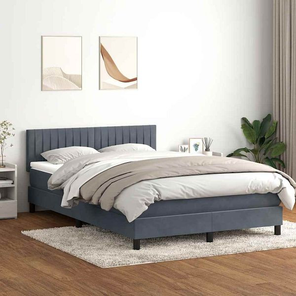vidaXL Boxspringbett mit Matratze Dunkelgrau 160x210 cm Samt, 3317080