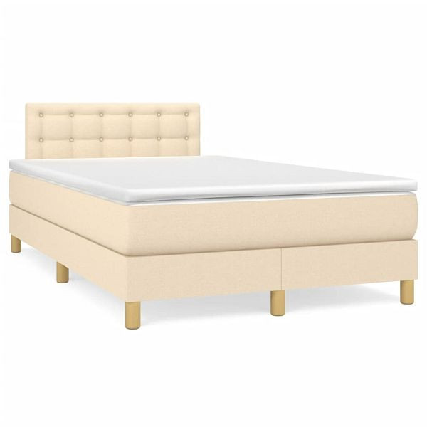 vidaXL Boxspringbett mit Matratze Creme 120x190 cm Stoff, 3269805