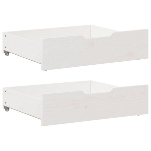 vidaXL Bettschubladen 2 Stk. Weiß 75x55x16 cm Massivholz Kiefer, 850933