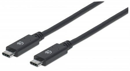 MANHATTAN SuperSpeed+ USB-C Anschlusskabel, USB 3.1 Gen2, Typ C-Stecker auf Typ C-Stecker, 10 Gbit/s, 5 A, 1 m, schwarz, 355223