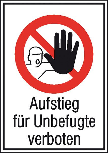SafetyMarking Verbots-Kombischild, Aufstieg für Unbefugte verboten, BxH 13,1x18,5 cm, Aluminium, 11.1144
