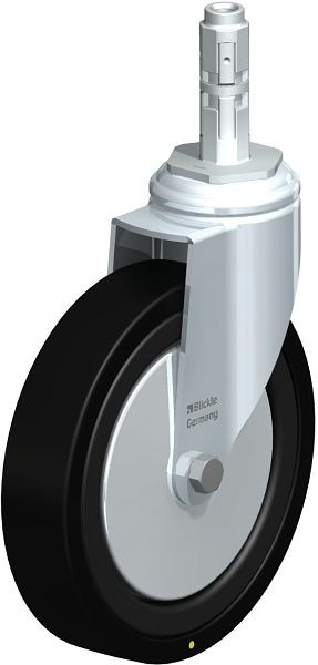 Blickle LKRA-VPA 150K-11-EL-FA-E12 Apparate-Lenkrolle mit Expander, Vollgummi, Schwarz, 750858