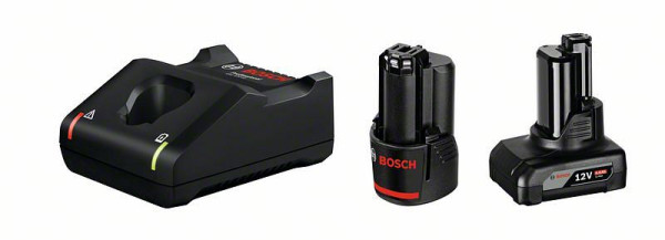 Bosch Akku Starter-Set: 1 x GBA 12 Volt, 2.0 Ah, 1 x GBA 12 Volt, 4.0 Ah, GAL 12V-40, 1600A01NC9
