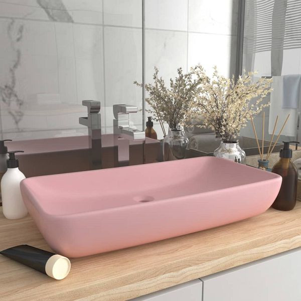 vidaXL Luxus-Waschbecken Rechteckig Matt Rosa 71x38 cm Keramik, 146955