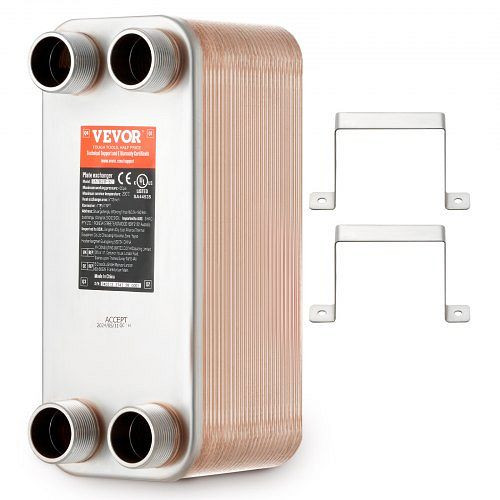 VEVOR 50 Plattenwärmetauscher 4x1-1/4Zoll MNPT-Anschlüsse 316L Edelstahl, QHBSHRQ512506DE54V0
