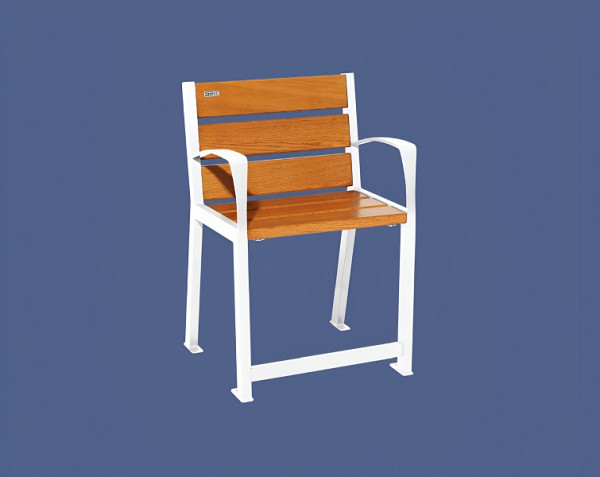 Procity Stuhl Silaos Für Senioren 6 Holzlatten, Mit Armlehne, Holz & Stahl, helle Eiche/RAL 9010, 209620.9010.CHEC