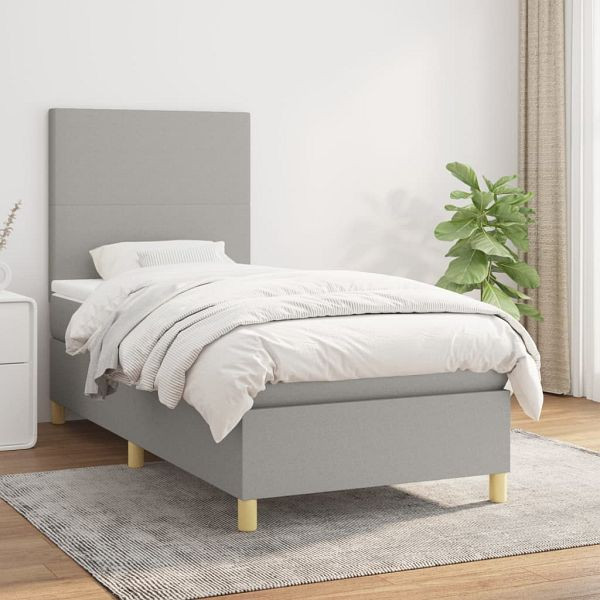 vidaXL Boxspringbett mit Matratze Hellgrau 80x200 cm Stoff, 3142129