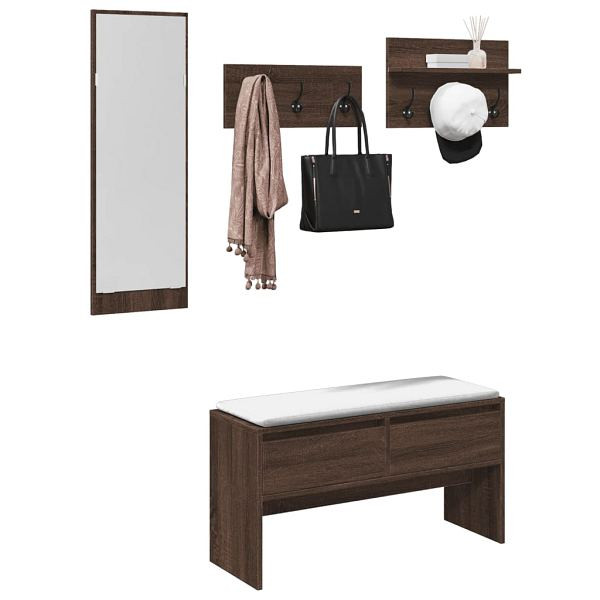 vidaXL 4-tlg. Flurmöbel-Set Braun Eichen-Optik Holzwerkstoff, 847925