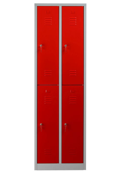 Gürkan Garderobenschrank, 50 x 60 x 195 cm, Lichtgrau, Feuerrot, EU Zylinderschloss, WRC.4(2.2).19560, 105930