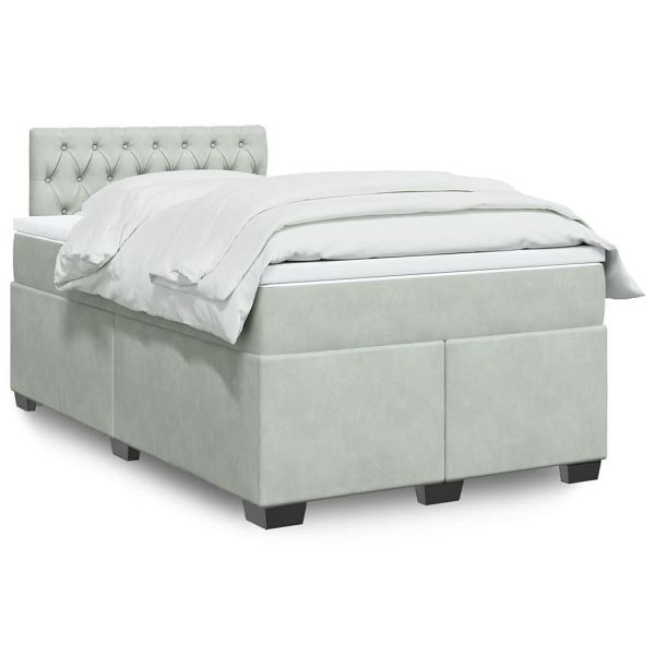vidaXL Boxspringbett mit Matratze Hellgrau 120x190 cm Samt, 3286264