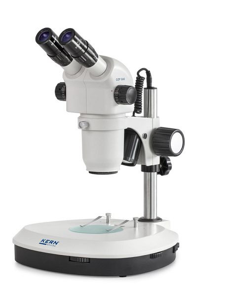 KERN Optics Stereo-Zoom-Mikroskop 3W LED, Greenough 0,6 x - 5,5 x, Binokular, Eyepiece HSWF 10 x / Ø 23mm with anti-fungus, high eye point, OZP 556