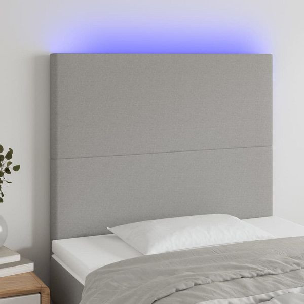 vidaXL LED Kopfteil Hellgrau 100x5x118/128 cm Stoff, 3122134