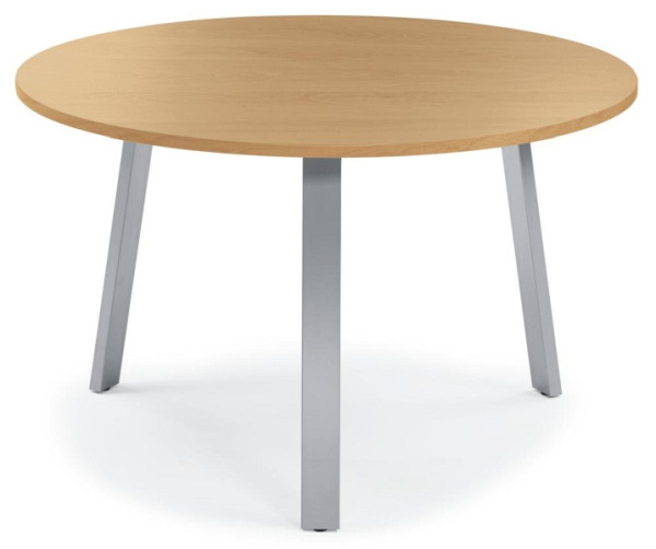 Deskin Konferenztisch RIO, Platte Dekor Buche, Gestell Alusilber RAL 9006, Durchmesser 1500 mm, Höhe 735 mm, 281531