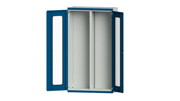 ANKE Werkbänke Schwerlastschrank, Modell 200, 1085 x 400 x 1950 mm, Sichtausschnitt aus Plexiglas, RAL 7035/5010, 620.209