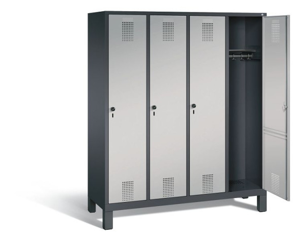 C+P Garderobenschrank Evolo, H1850xB1590xT500mm, Farbe: Schwarzgrau / Weißaluminium, 48010-42 S10063