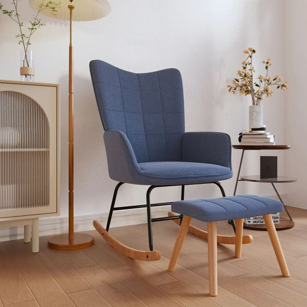 vidaXL Schaukelsessel mit Hocker Blau Stoff (Polyester), 328022
