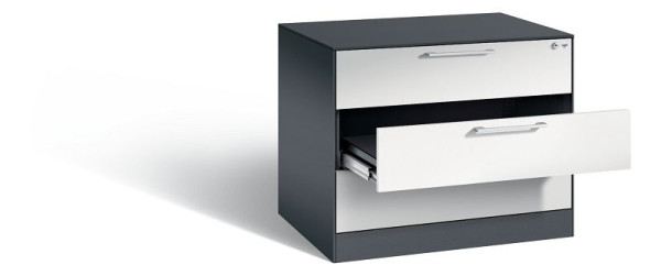 C+P Karteischrank Asisto, H710xB800xT600mm, Farbe: Schwarzgrau / Lichtgrau, Bügelgriff, 146273-323 S10023