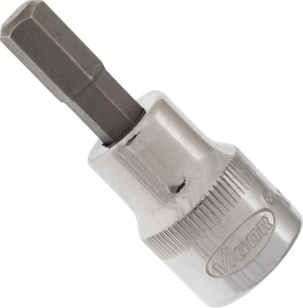 VIGOR Schraubendreher-Einsatz, Vierkant hohl 10 mm (3/8 Zoll), Innen-Sechskant Profil, 7 mm, Länge: 49 mm, für Handbetätigung, V2281N