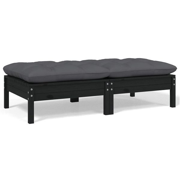 vidaXL Gartensofa 2-Sitzer mit Kissen in Schwarz Massivholz Kiefer, 806662