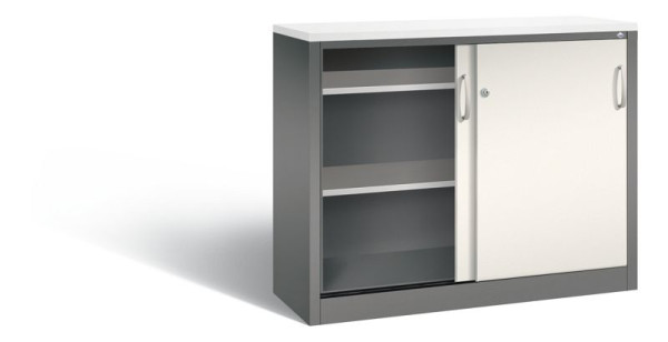 C+P Sideboard mit Schiebetüren Acurado, H1000xB1200xT400mm, Farbe: Vulkangrau / Perlweiß, Bügelgriff, 2046-00 S10192