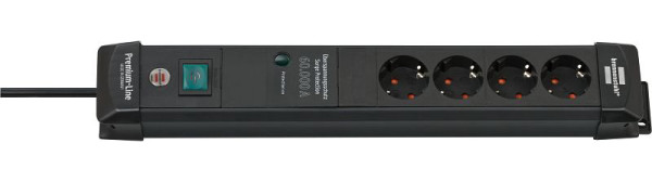 Brennenstuhl Premium-Line 60.000A Überspannungsschutz-Steckdosenleiste 4-fach schwarz 1,8m H05VV-F 3G1,5, 1951140300