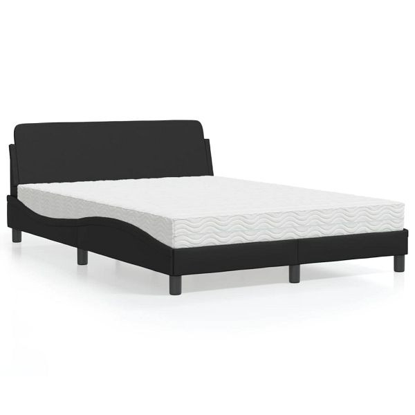 vidaXL Bett mit Matratze Schwarz 140x200 cm Kunstleder, 3208417