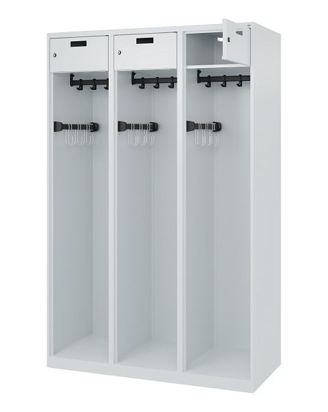 C+P Feuerwehrspind Evolo, Modell PRAKTUS, 3 Abteile, H1850xB1200xT500 mm, Lichtgrau, 0492015-32 S10000