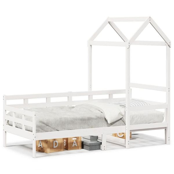 vidaXL Tagesbett mit Dach Weiß 80x200 cm Massivholz Kiefer, 3282327