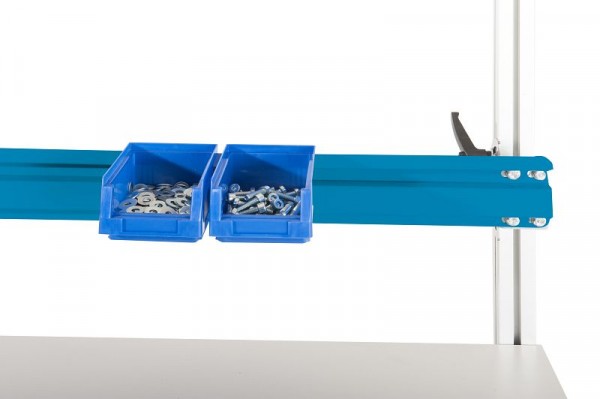 Manuflex ESD-Boxenträgerschiene für Alu-Aufbauportal, in Lichtblau RAL 5012, BxTxH = 1196 x 2 x 100 mm, Lichtblau, LZ8328.5012