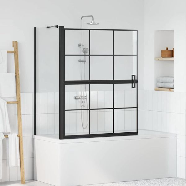 vidaXL Bad-Duschschirm Schwarz und Transparent 100 x 67 x 129.5 cm, 42018554