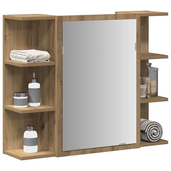vidaXL Bad-Spiegelschrank Artisan-Eiche 80x20,5x64cm Holzwerkstoff, 856037