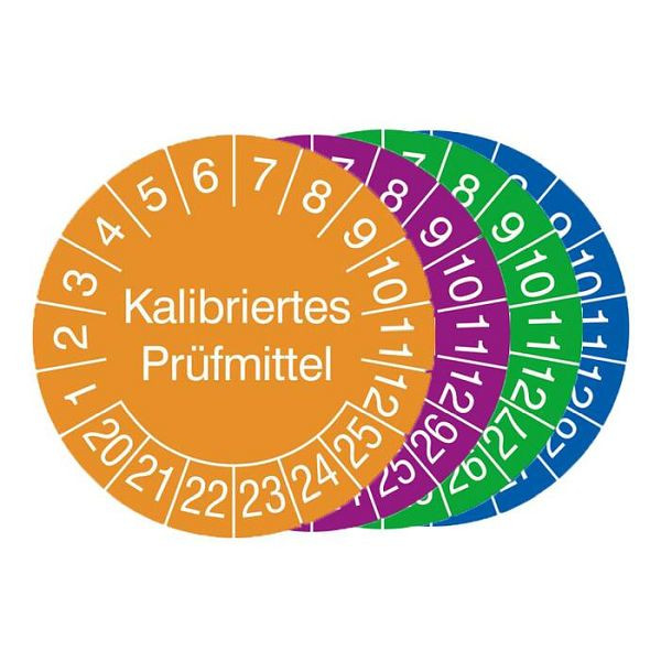 Stein HGS Prüfplaketten mit Jahresfarbe (6 Jahre), 2023-2028 / blau, Modell: Kalibriertes Prüfmittel, Menge: 500er-Rolle, 31.3653-23
