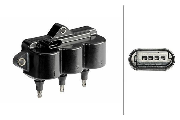 HELLA Zündspule, 12V, 4-polig, Blockzündspule, geschraubt, 5DA 358 168-661