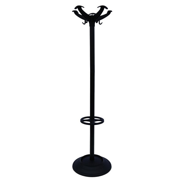 Lüllmann Garderobenständer, 10 Haken, 1800 x 450 mm, schwarz, 610530