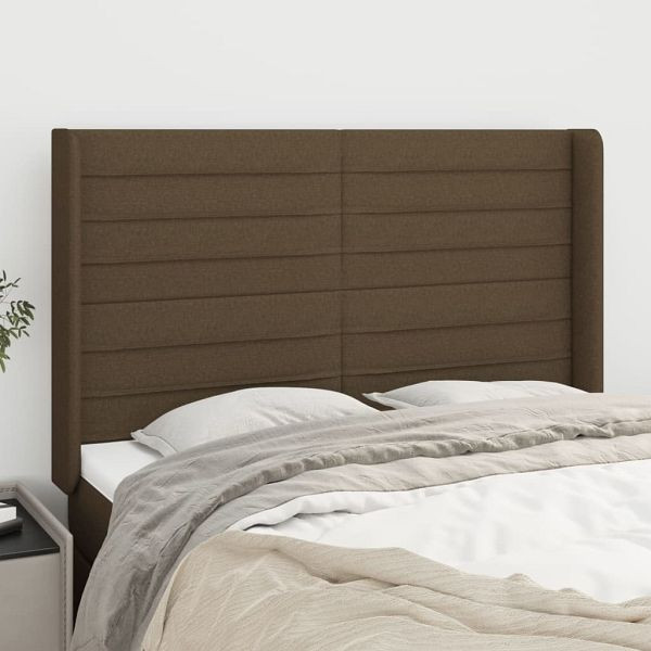 vidaXL Kopfteil mit Ohren Dunkelbraun 147x16x118/128 cm Stoff, 3119721