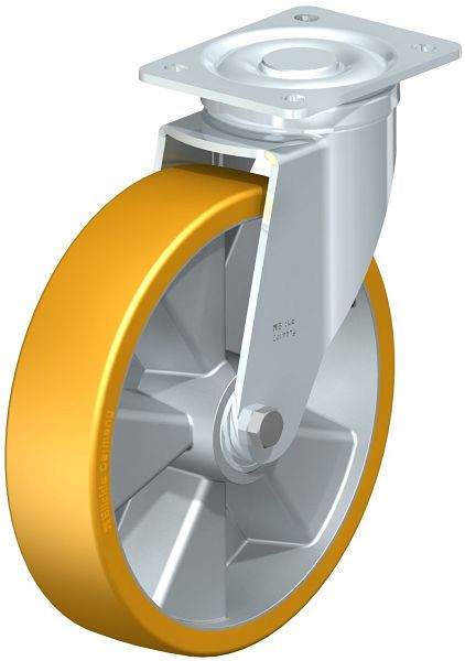 Blickle LH-ALTH 250K Stahlblech-Lenkrolle, Schwerlast-Ausführung, mit Anschraubplatte, Blickle Extrathane®, Hellbraun, 265959