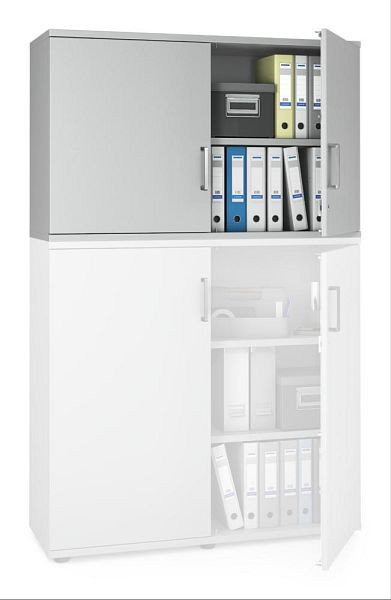 Deskin Flügeltüren-Aufsatzschrank MULTI MODUL-PRO, Dekor lichtgrau, B 1200 x H 750 x T 420 mm, 351891