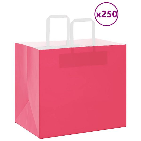 vidaXL Papiertragetaschen 250 Stk. mit Henkeln Rosa 32x22x28 cm, 4101904