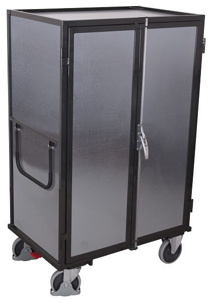 VARIOfit Etagenwagen fest verschweißt, 1.115 x 810 x 1.810 mm, RAL 7016 anthrazitgrau, Ladefläche: 1.000 x 660 mm, mit Türen, sw-700.413/AG
