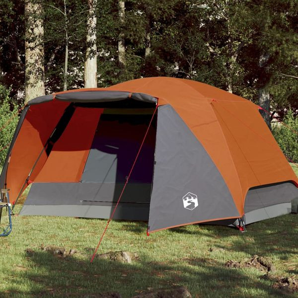 vidaXL Familienzelt mit Vorzelt 6 Personen Grau und Orange Wasserdicht, 94420