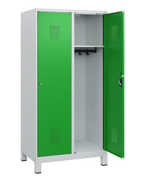 C+P Spind Evolo PLUS, Füße, 2 Abteile, 1630x800x500mm, 7035/6037, Zylinderschloss, 0490105-22 S10038